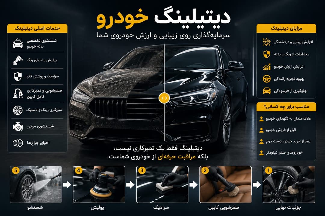هزینه دیتیلینگ خودرو چقدر است؟ تعرفه خدمات دیتیلینگ در سال ۱۴۰۵