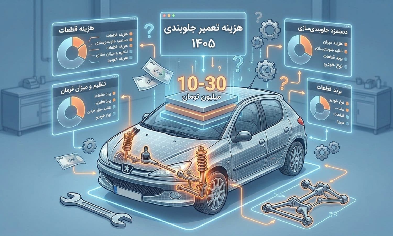 هزینه تعمیر جلوبندی خودرو در سال 1405